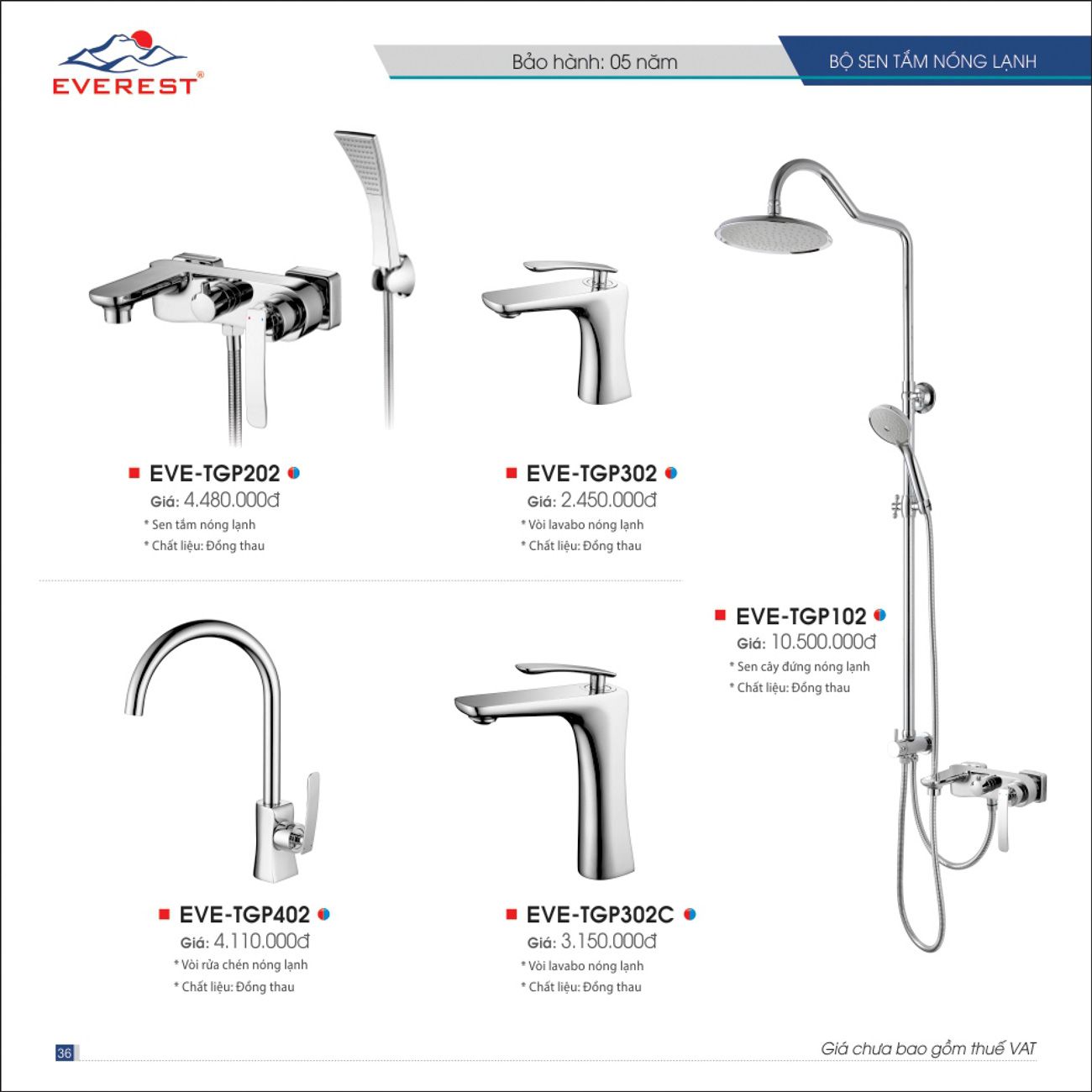 Thiết bị vệ sinh EVEREST Hiện Đại Catalogue và Bảng giá mới nhất /Page 